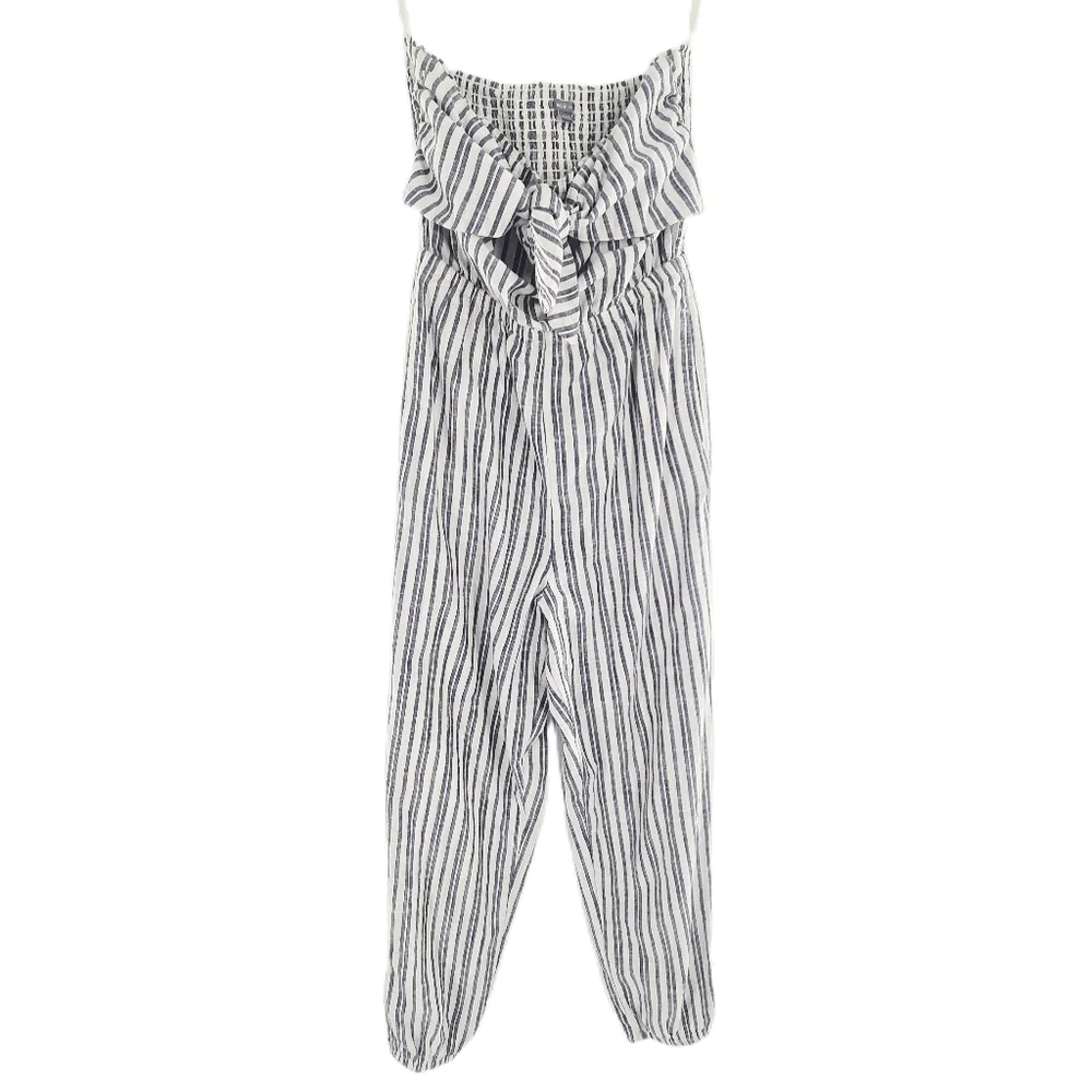 Aerie Strapless Tie Front Pinstripe Jumper - Picture 3 of 8